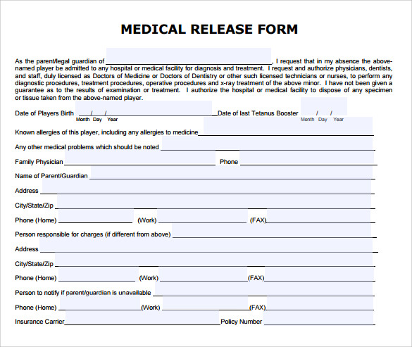 sample medical release form