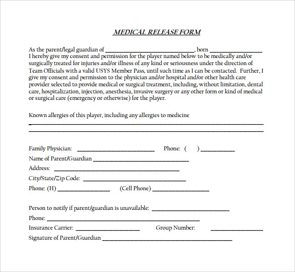 FREE 11 Medical Release Forms In PDF