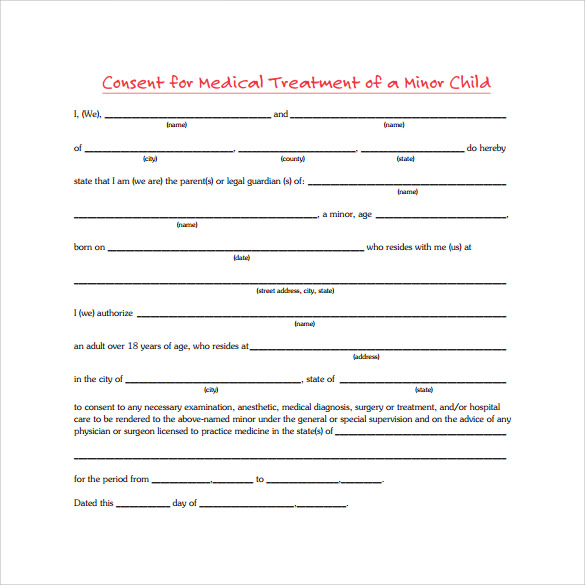 medical consent form for children