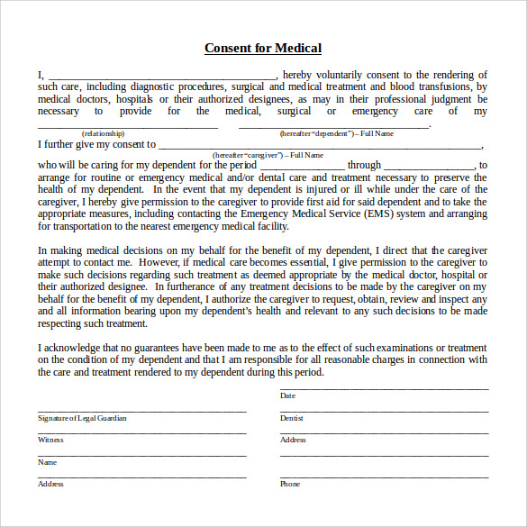 FREE 11 Sample Medical Consent Forms In PDF MS Word