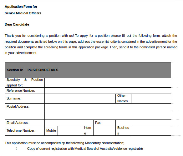 FREE 7+ Medical Application Forms in PDF