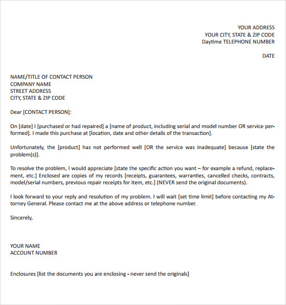 sample complaint letter pdf