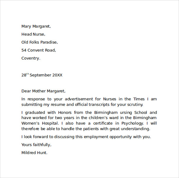 cover letter examples for work placement