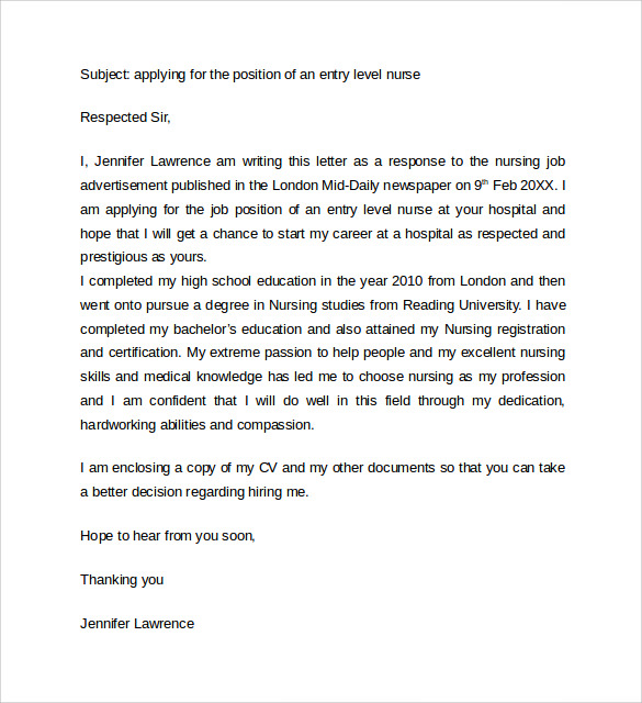 FREE 10+ Sample Nursing Cover Letter Templates in PDF | MS Word