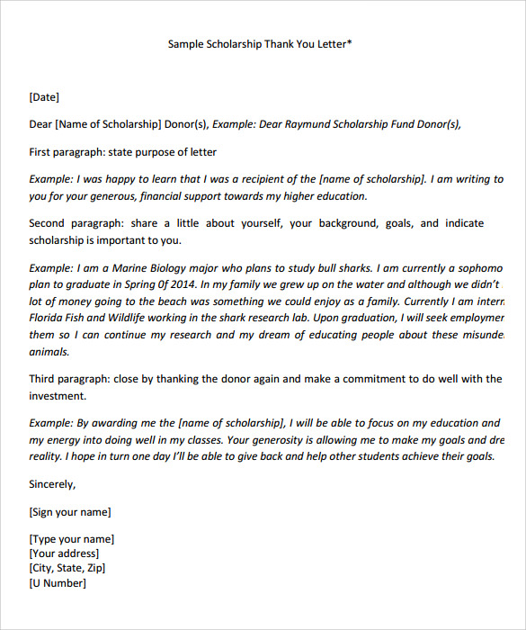 scholarship cover letters examples