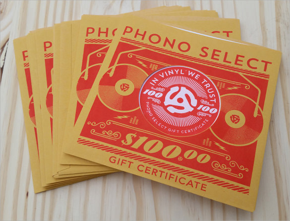 record store gift certificates