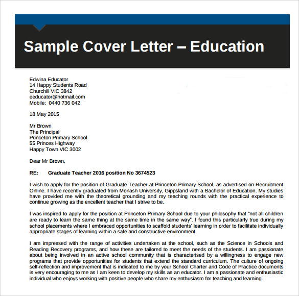 cover letter for catholic school teacher