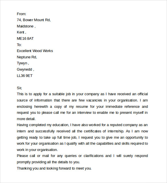 job letter format
