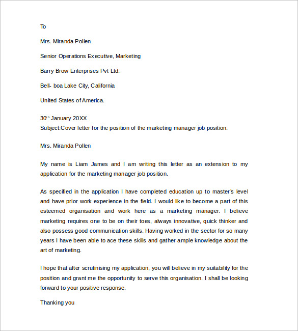 Sample Cover Letter For Marketing Job from images.sampletemplates.com