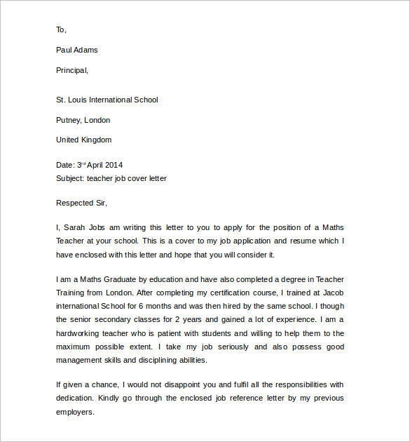 Sample Cover Letter Example For Job 13 Download Free Documents