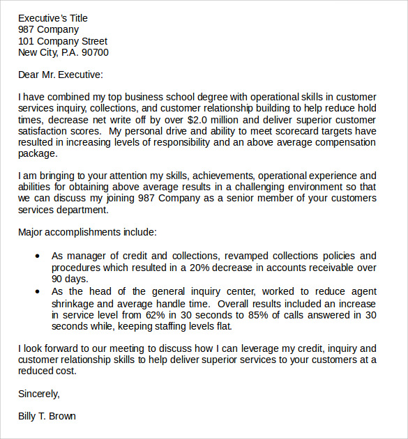 resume cover letter examples customer service