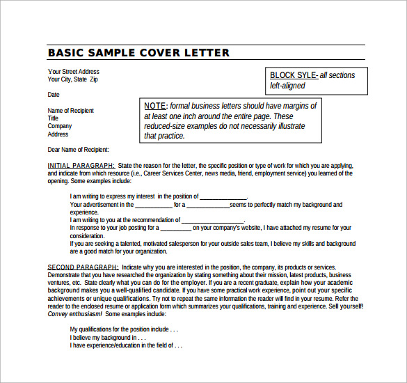 basic sample cover letter