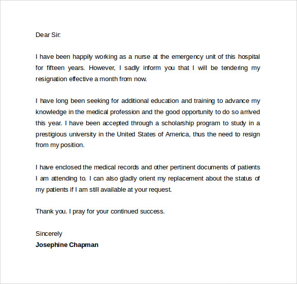 nursing resignation letter1