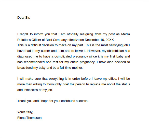 15 Resignation Letter Format Example to Download  Sample 