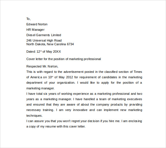 marketing professional cover letter2