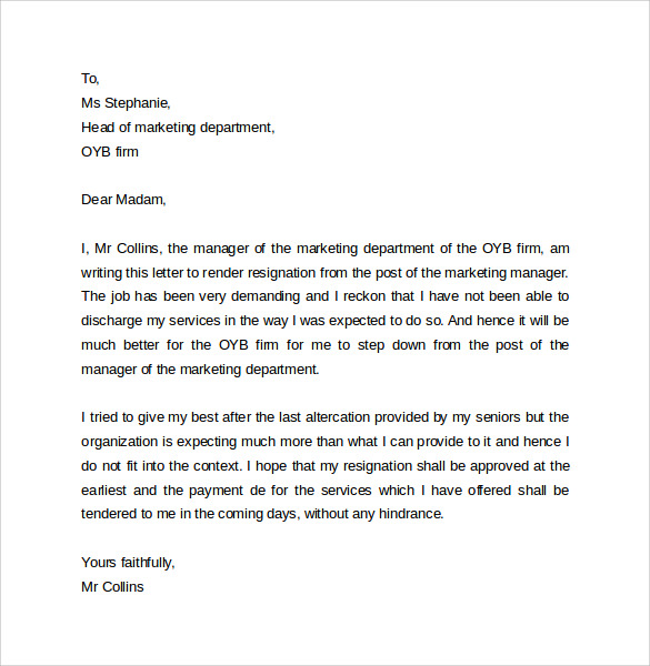 teacher your you letter thank Letter Download Format Sample 14 Free    Resignation