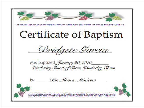 download baptism certificate