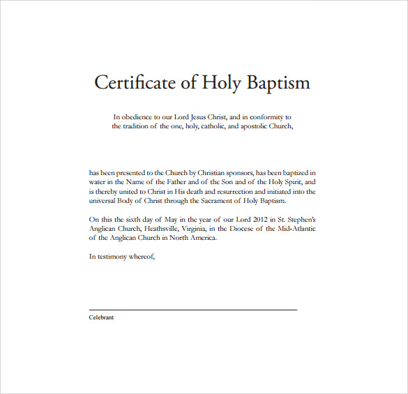 certificate of baptism template