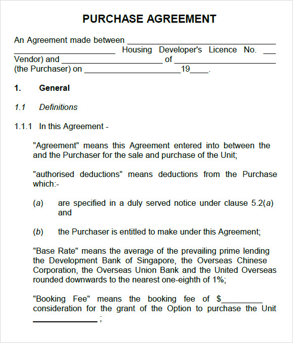 sample vehicle purchase agreement example