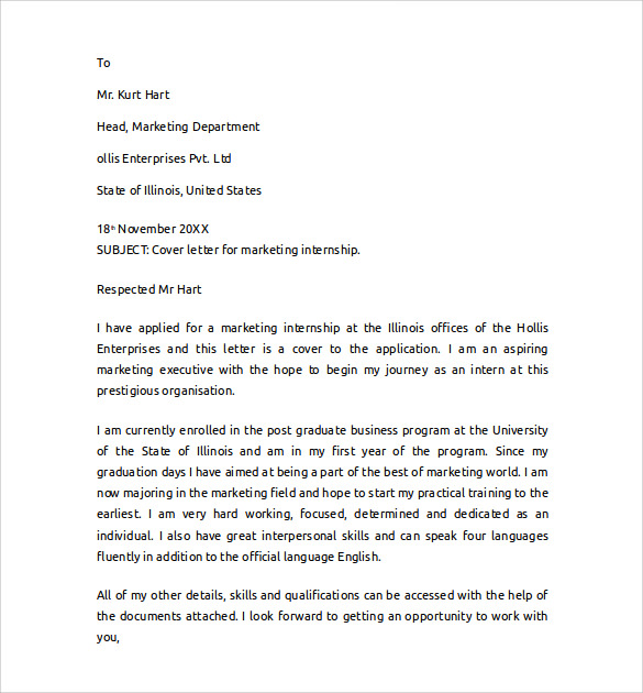 Sample Marketing Cover Letter Example - 11 + Download Free Documents ...