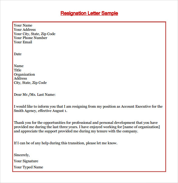 resignation letter sample2