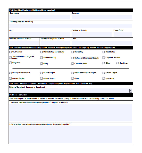 printable service feedback form