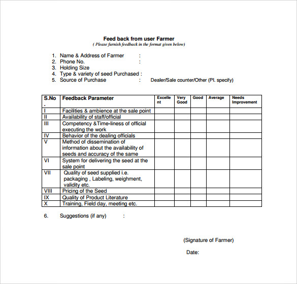 customer service feedback form pdf
