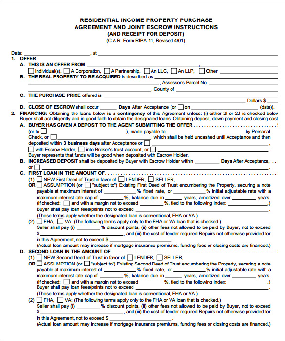 home purchase contract template