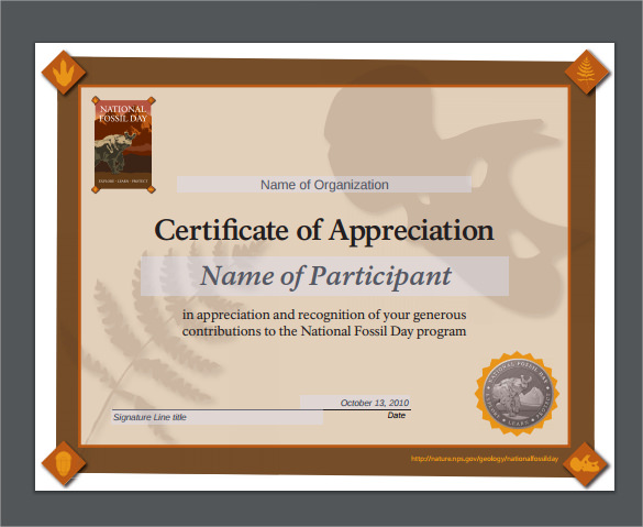 sample certificate of appreciation template