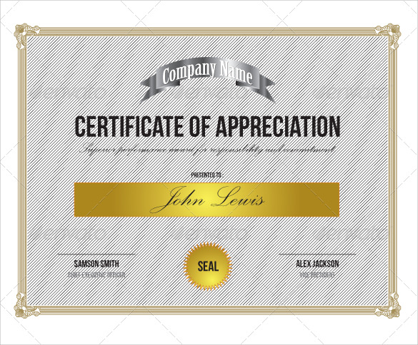 sample certificate of appreciation psd