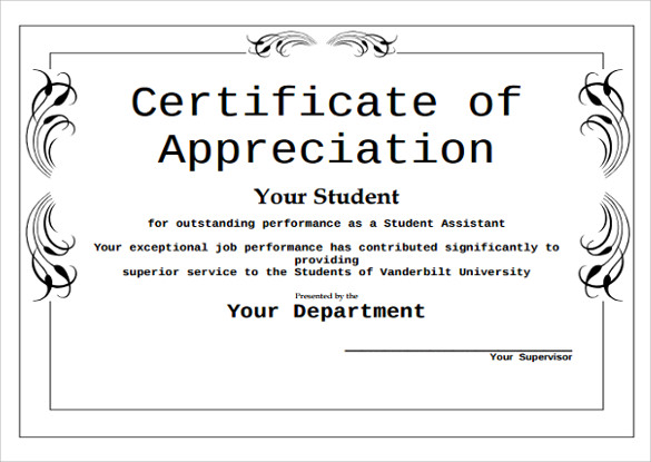 24 Sample Certificate of Appreciation Temaplates to Download  Sample Templates