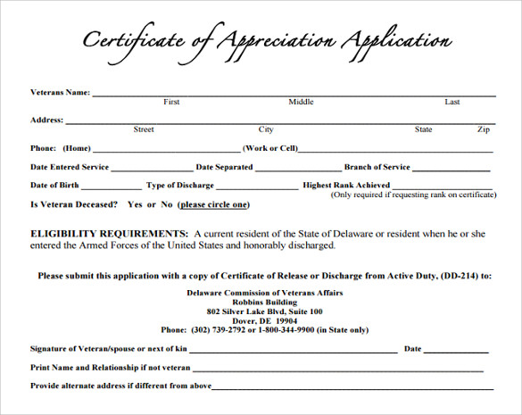 example of certificate of appreciation