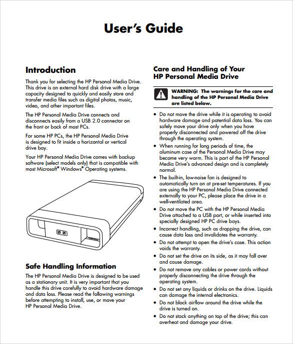 user manual template example