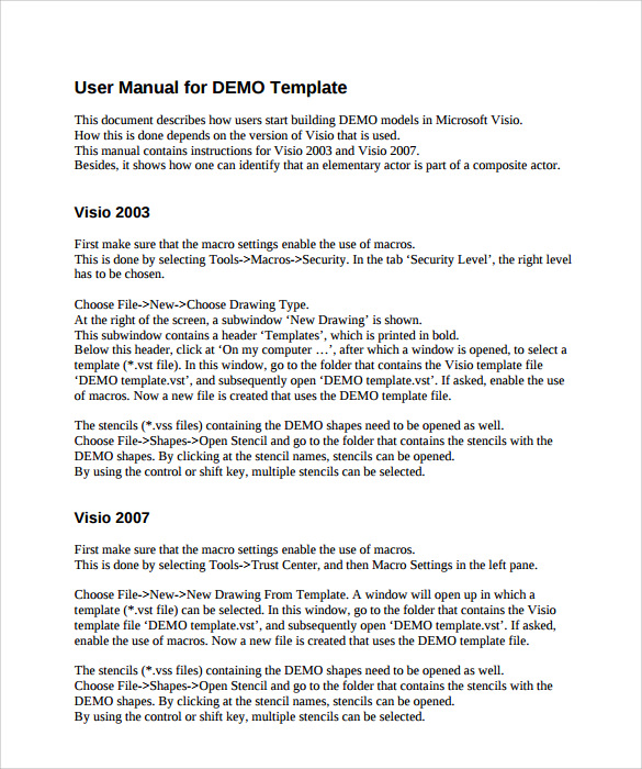 user manual template pdf free