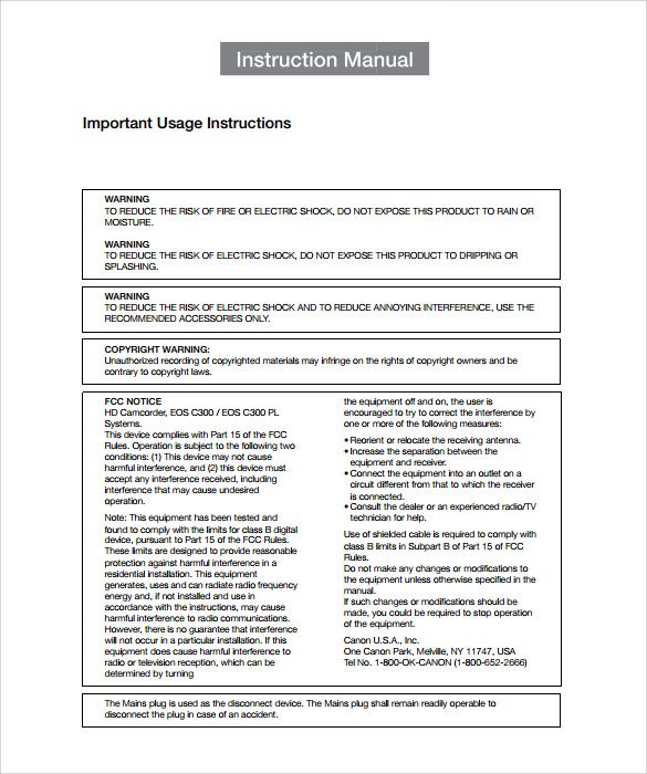 8 Instruction Manual Templates to Download for Free | Sample Templates