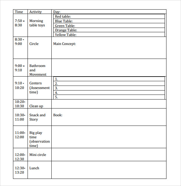 toddler lesson plan format