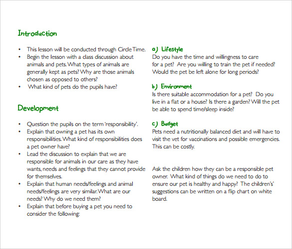 Lesson Plan For Early Childhood