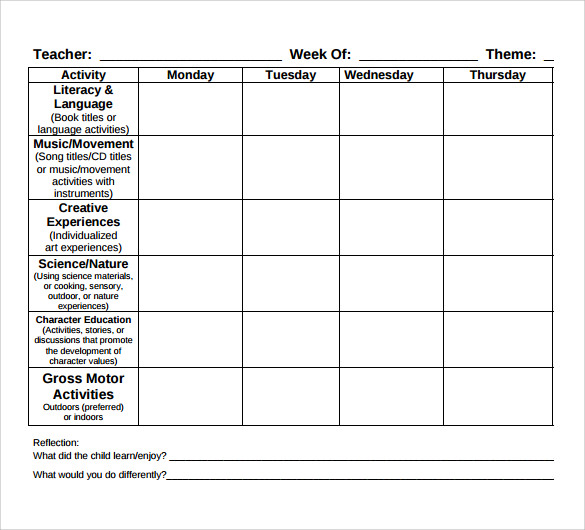 9 Toddler Lesson Plan Samples Sample Templates