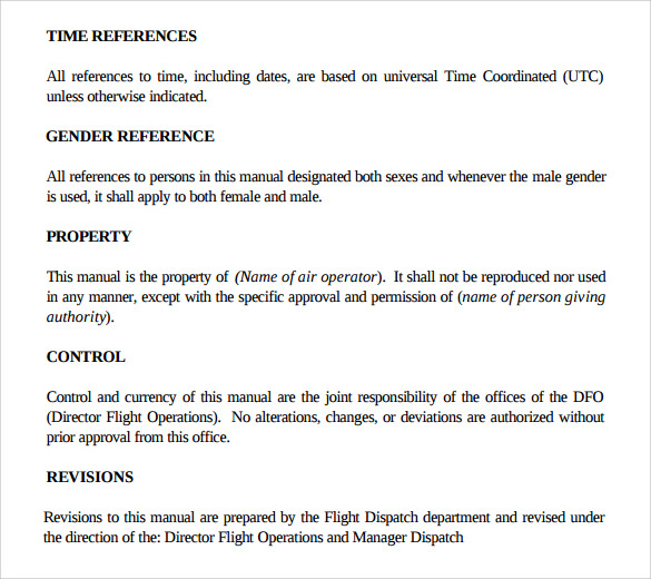 operations manual template download