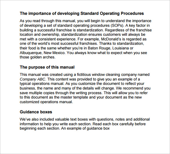 simple operations manual template