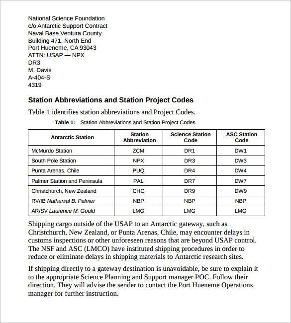 sample shipping manual