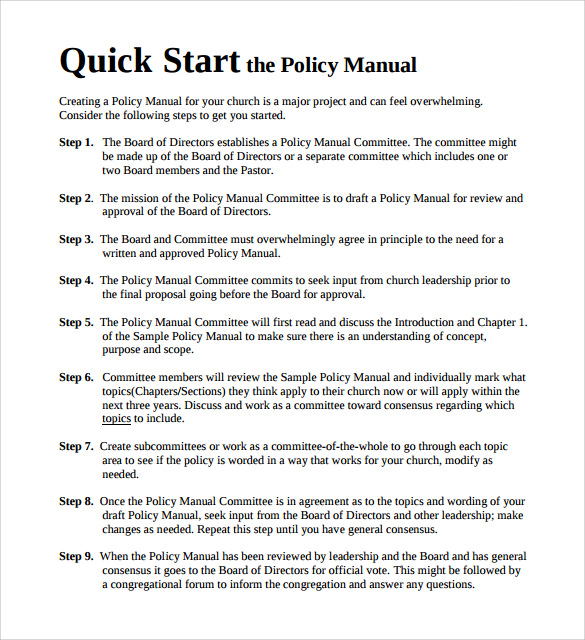8 Policy Manual Templates to Download | Sample Templates