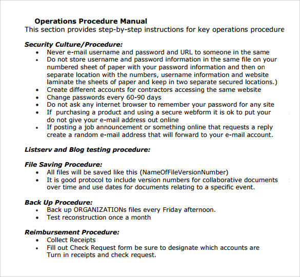 11 Operations Manual Templates to Download Sample Templates