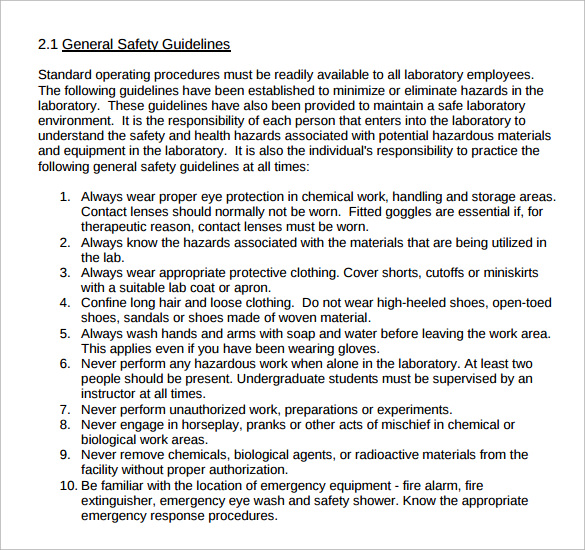general laboratory safety manual