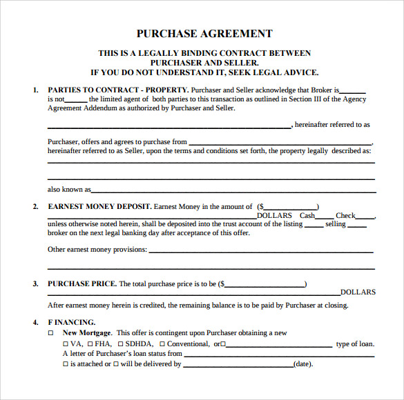 FREE 6+ Sample Home Purchase Agreement Templates in PDF MS Word
