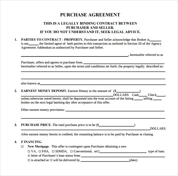 7 Sample Home Purchase Agreements Sample Templates