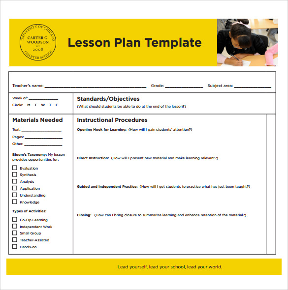 sample printable lesson plan free