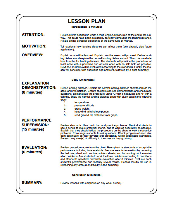 sample printable lesson plan free example 