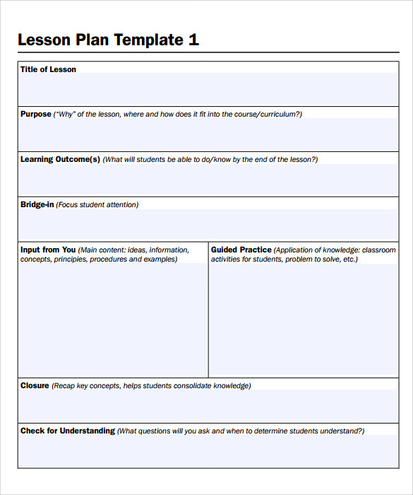 Free Printable Blank Lesson Plan Template Printable Templates