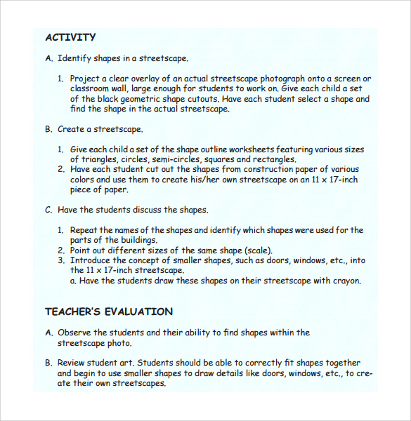 2d shapes kindergarten lesson plans